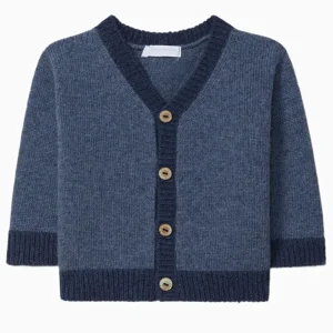 Cardigan bébé bicolore en maille – Bleu