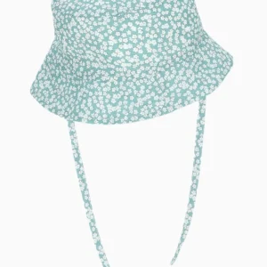 Chapeau de soleil bébé fille motif fleuri – Vert