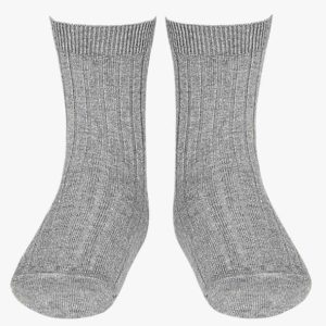 Chaussettes bébé courtes côtelées – Gris