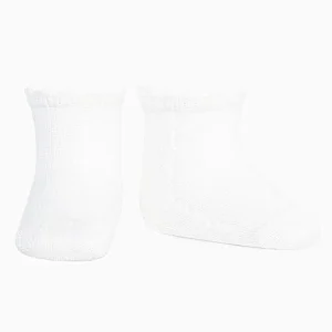 Chaussettes bébé courtes ajourées – Blanc