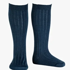 Chaussettes bébé hautes en laine mérinos – Bleu marine