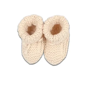 Chaussons de Nouveau Né en Tricot Ecru