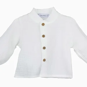 Chemise bébé garçon à col mao – Blanc