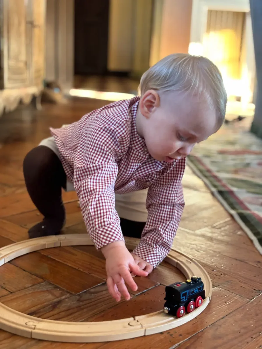 Chemise bébé garçon vichy à col mao – Rouge