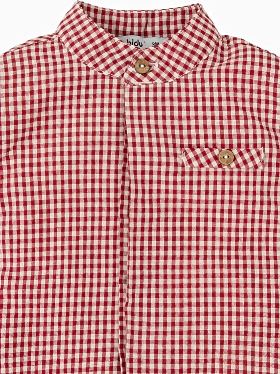 Chemise bébé garçon vichy à col mao – Rouge – Image 4