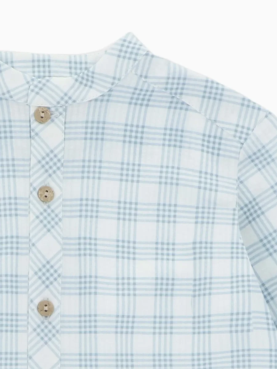 Chemise garçon à carreaux – Bleu/blanc – Image 3