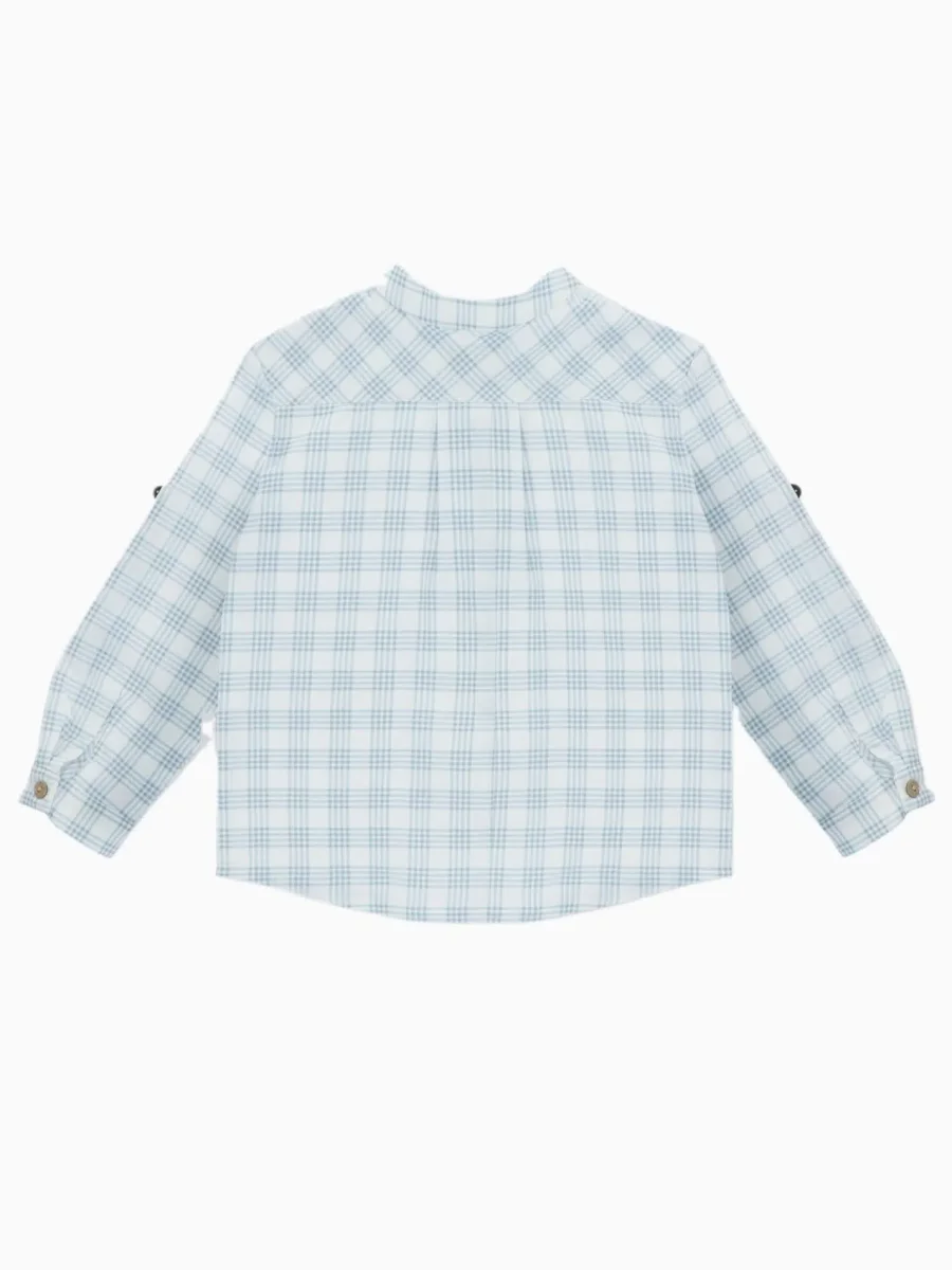 Chemise garçon à carreaux – Bleu/blanc – Image 4