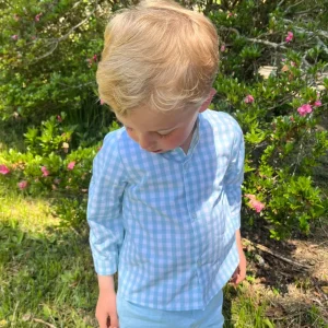 Chemise garçon à carreaux – Turquoise