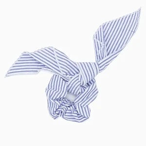 Chouchou à noeud rayé – Bleu/Blanc