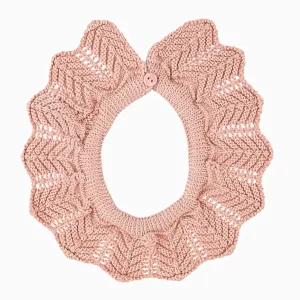 Col amovible fille point mousse pour gilet – Rose