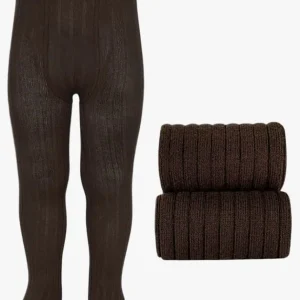 Collant bébé côtelé – Marron