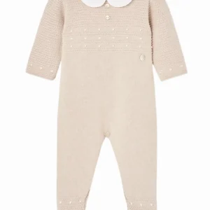 Combinaison bébé à pieds en coton – Beige