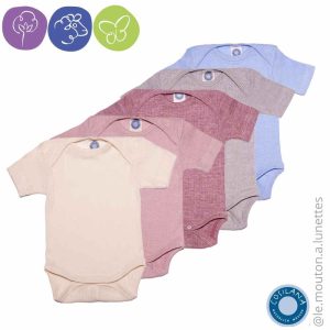 Body bébé en coton laine et soie - manches courtes - COSILANA