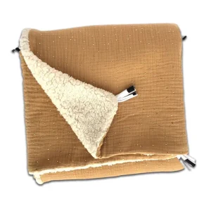 Couverture Bébé Sherpa Petits Pois Dorés Camel