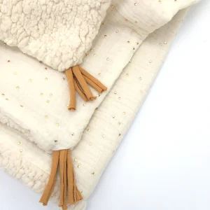 Couverture Bébé Sherpa Petits Pois Dorés Ecru