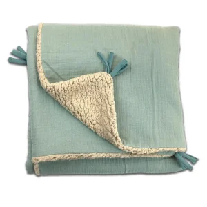Couverture Bébé Sherpa Vert de Gris