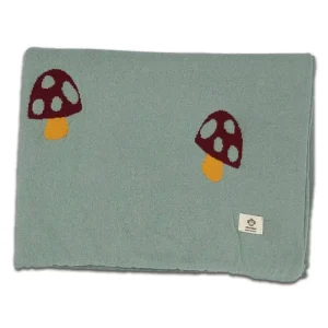 Couverture Bébé en Coton Bio Tissé Champignons Vert Pâle