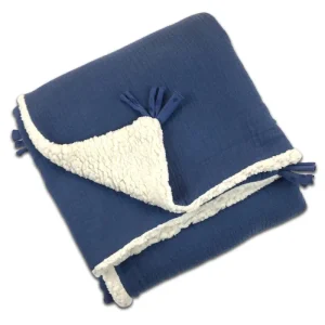 Couverture Bébé Sherpa Bleu Indigo