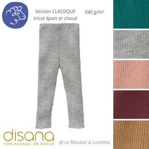 Legging chaud en laine mérinos bio tricoté - Disana bébé et enfant