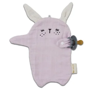Doudou Attache Tétine Lapin Lilas