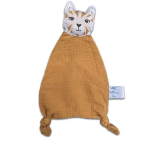Doudou en Coton Bio Chat Camel-Orange
