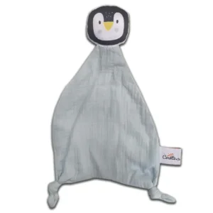Doudou en Coton Bio Pingouin Bleu Ciel