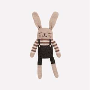 Doudou lapin | Salopette noire – Main sauvage