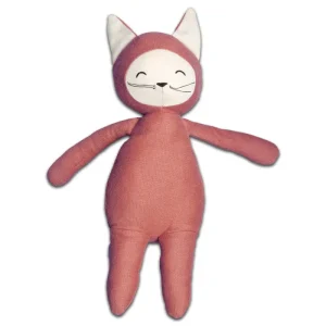 Doudou Peluche en Coton Bio Renard Bordeaux