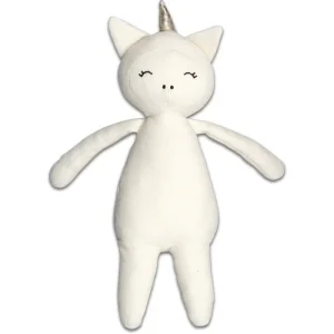 Doudou Peluche en Coton Bio Licorne Blanche