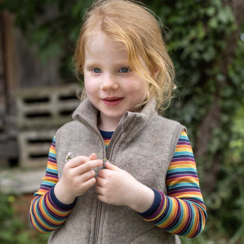 T-shirt multicolore laine et soie manches longues enfant - ENGEL NATUR – Image 3