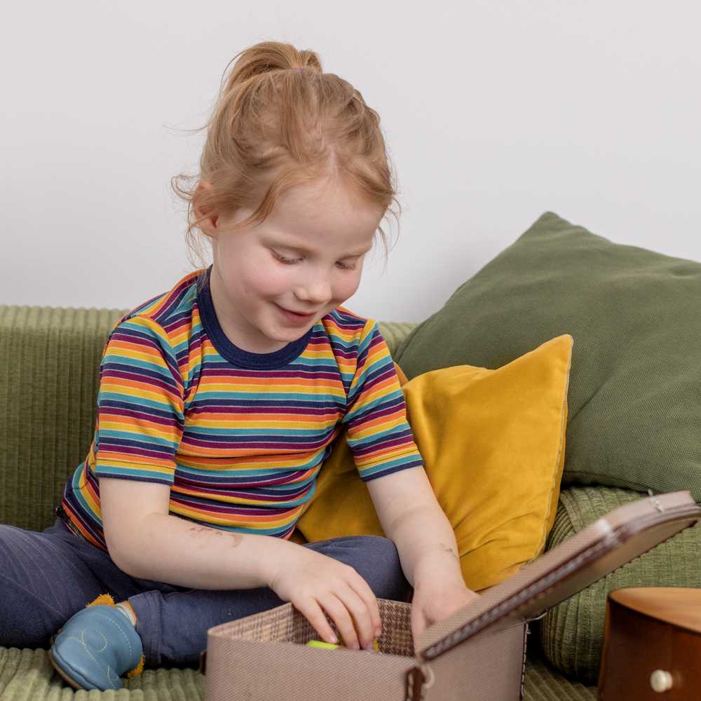 T-shirt multicolore laine et soie manches courtes enfant - ENGEL NATUR – Image 3