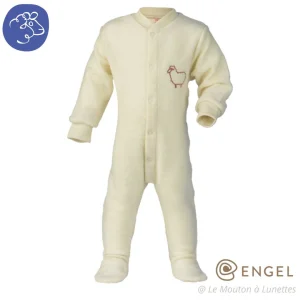 Pyjama bébé éponge de laine mérinos ENGEL NATUR - Pyjama chaud broderie mouton