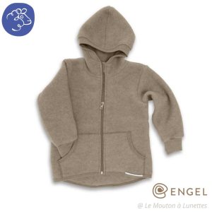 Veste polaire enfant à capuche et zip - pure laine bio ENGEL NATUR