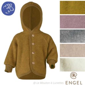 Veste bébé à capuche en polaire de laine naturelle ENGEL NATUR