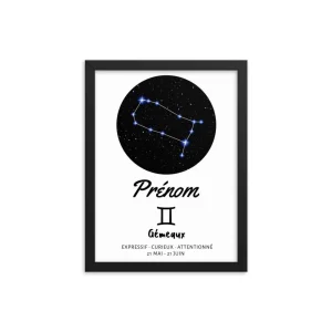 Tableau avec prénom personnalisé - Signe astrologique Gémeaux