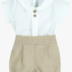 Ensemble bébé garçon chemise et bloomer – Beige