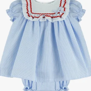 Ensemble bébé fille blouse et bloomer rayés – Bleu/blanc