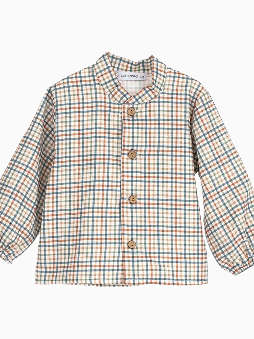 Ensemble bébé garçon chemise carreaux et bloomer – Marron – Image 4