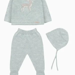 Ensemble bébé avec bonnet motif faon – Gris