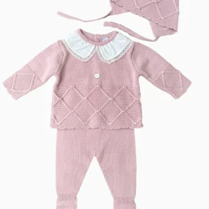 Ensemble bébé fille avec bonnet – Rose pâle