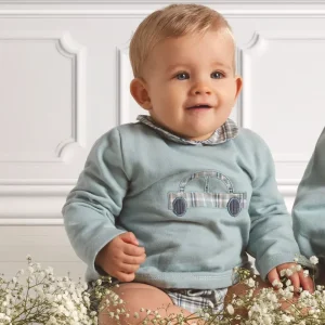 Ensemble bébé sweat et bloomer – Bleu/vert