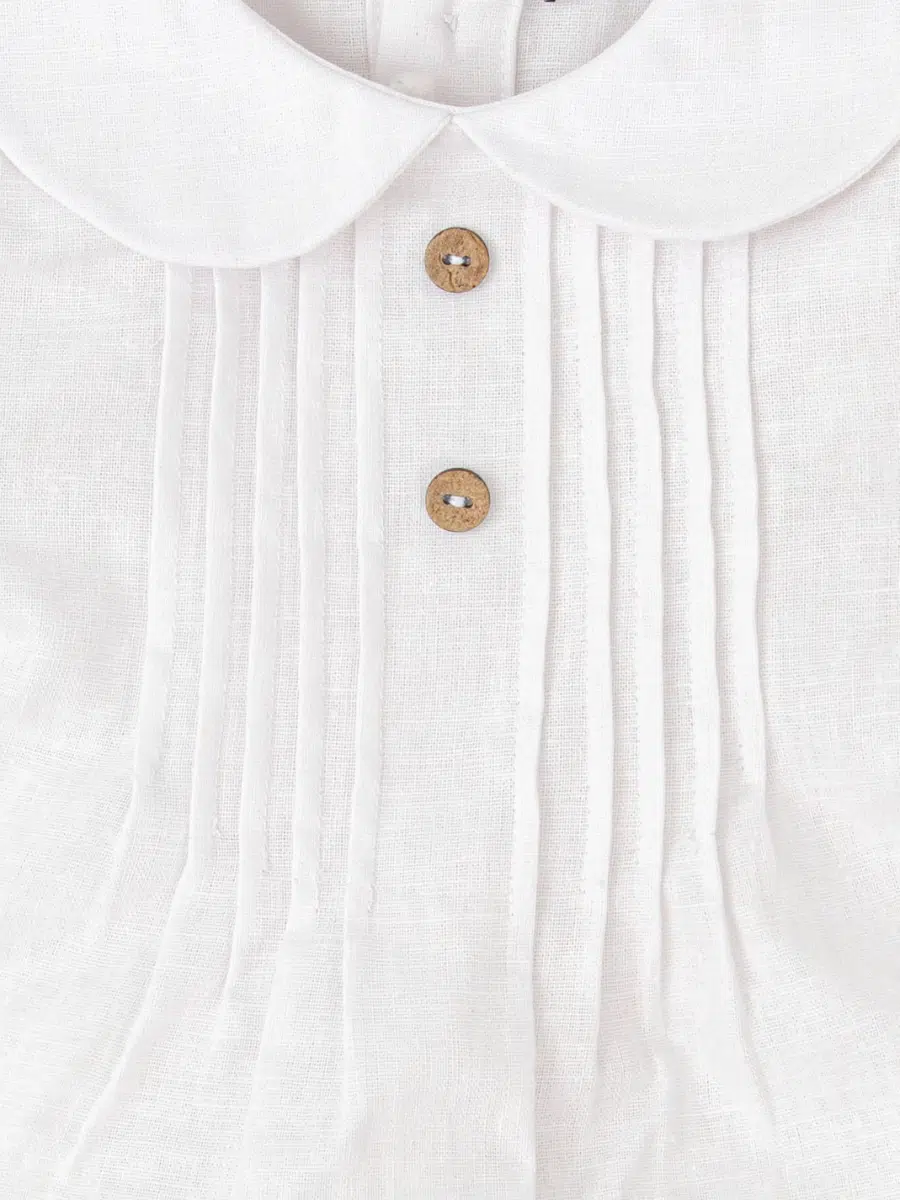 Ensemble blouse et bloomer bébé en lin et coton – Beige – Image 3