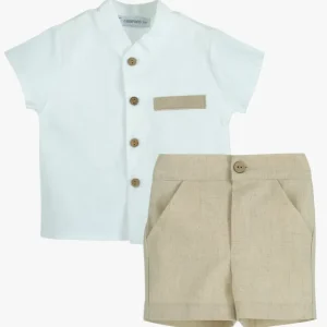 Ensemble garçon chemise et short – Beige