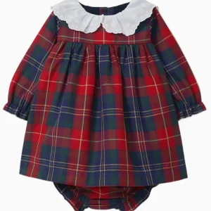Ensemble robe et bloomer écossais – Rouge