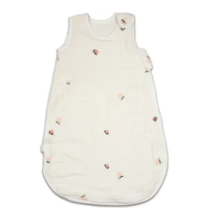 Gigoteuse d'été en Coton Bio Ecrue avec Petites Pêches