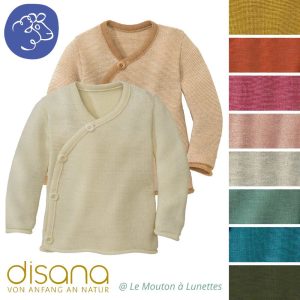 Gilet tricoté en laine mérinos bio bébé et enfant - Disana