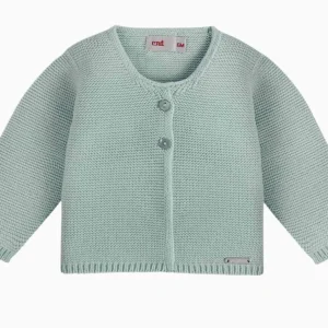 Gilet bébé fille en point mousse – Vert pâle
