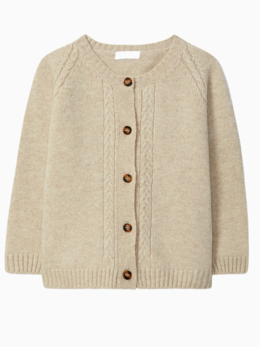 Gilet enfant fille en maille – Beige – Image 2