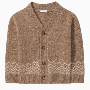 Gilet enfant garçon en maille jacquard – Camel