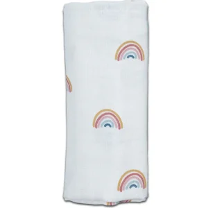 Lange XXL en Coton Bio imprimé Arc-en-ciels Blanc